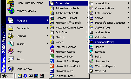 Start -> Accessories ->
Command Prompt