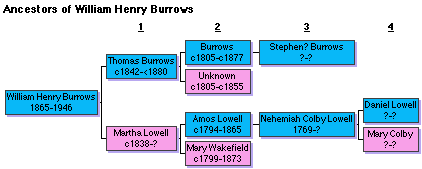 Pedigree tree of William Henry Burrows